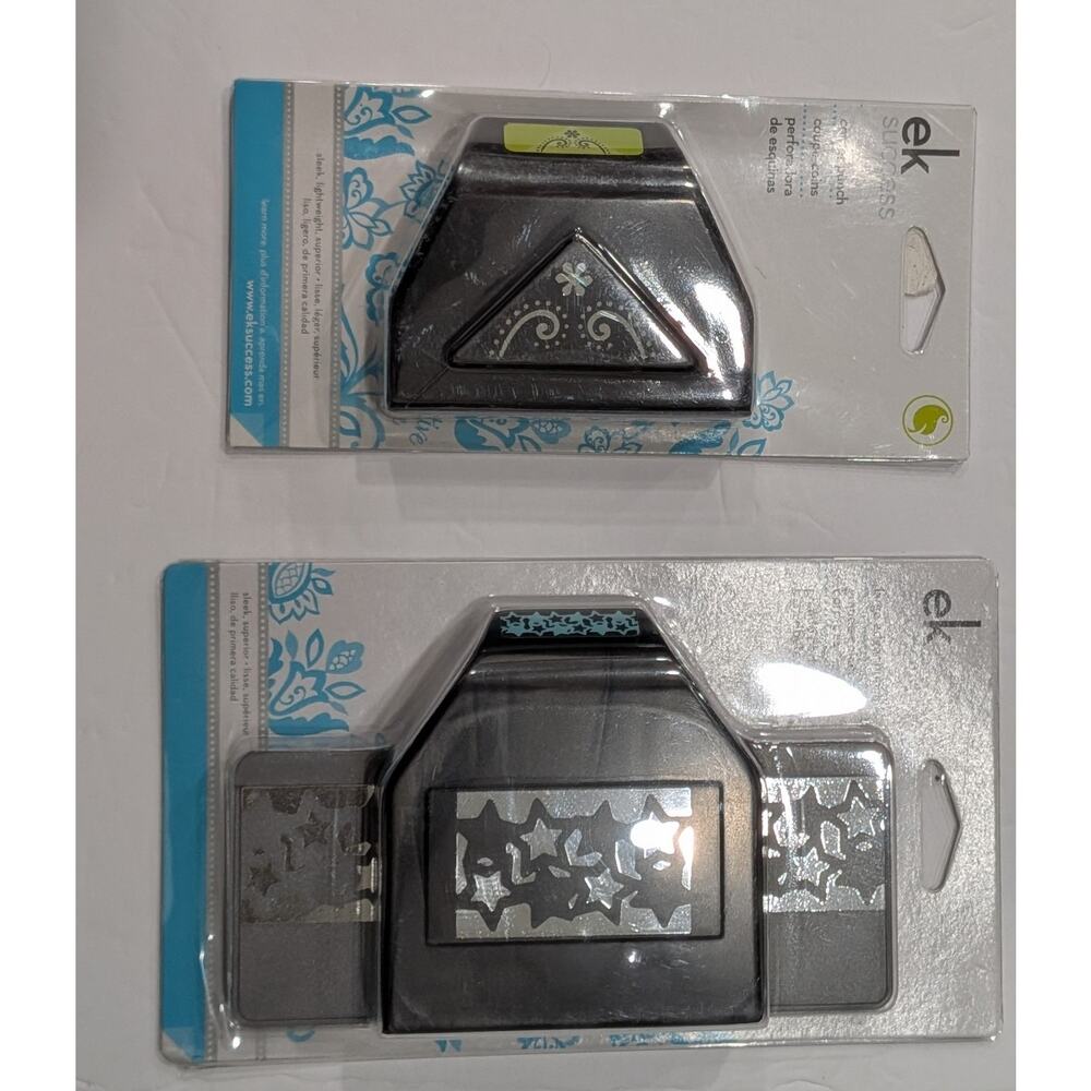 Lot of 2 EK Success Paper Punches: Star Chain Border & Flower Flourish Corner